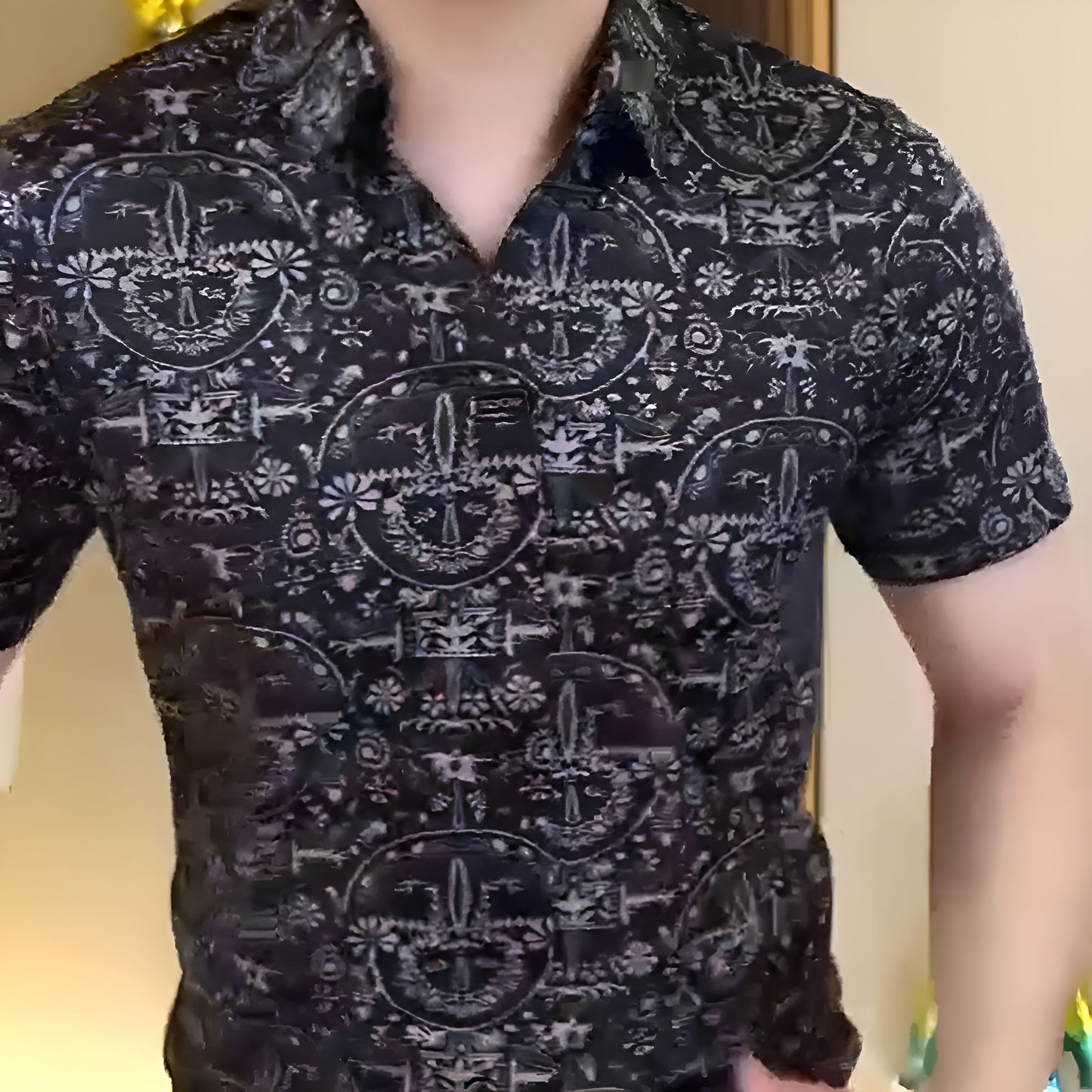 2025 Light luxury quality short-sleeved patterned shirt