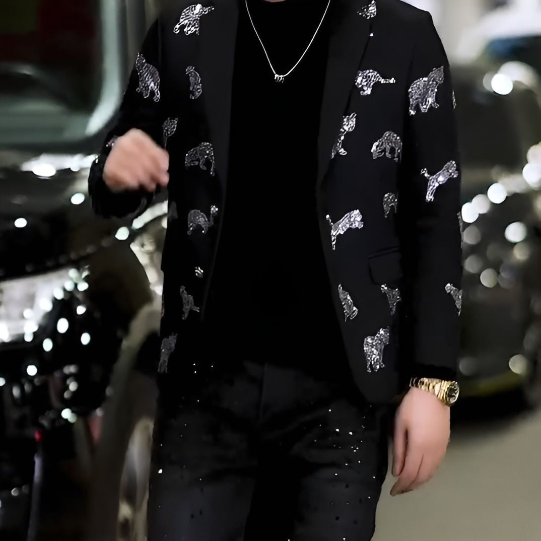 Sequined leopard suit