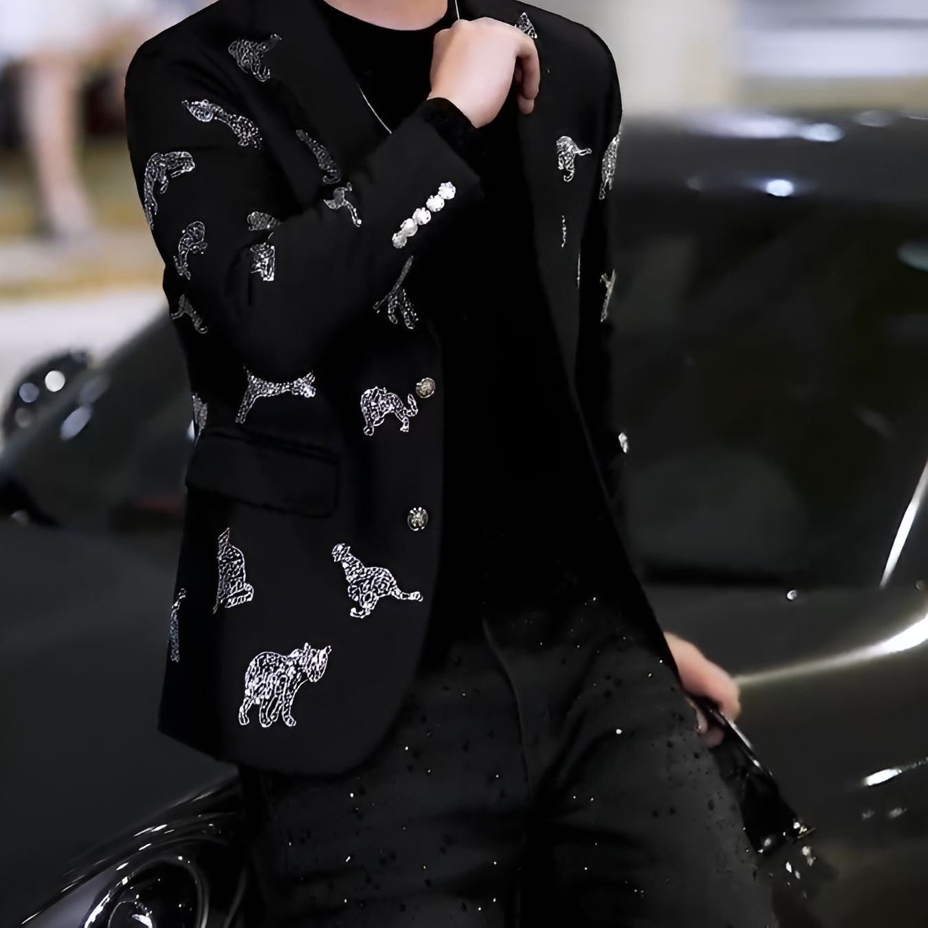 Sequined leopard suit