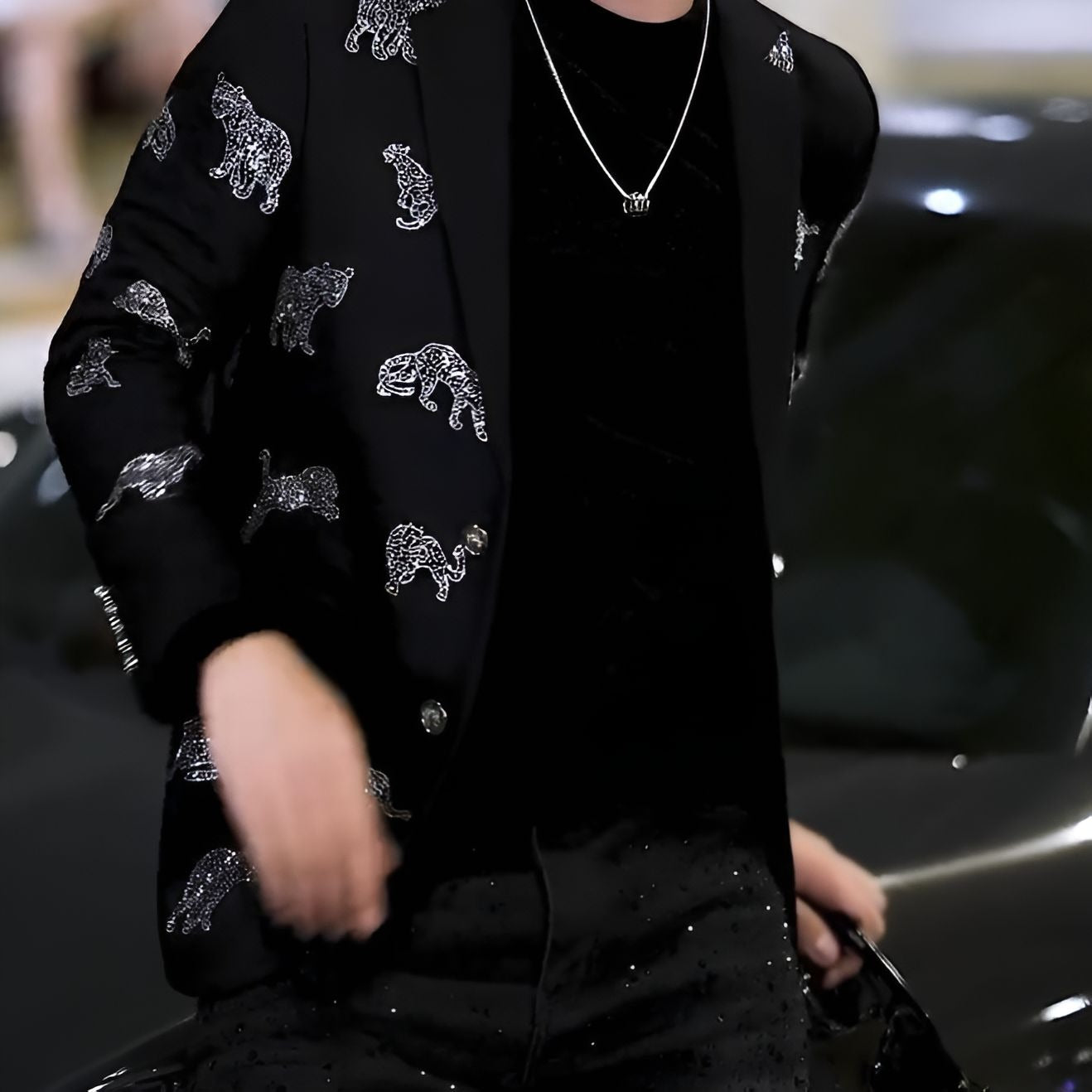 Sequined leopard suit