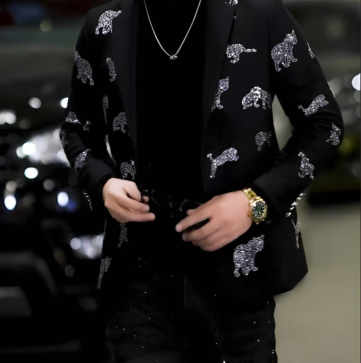 Sequined leopard suit