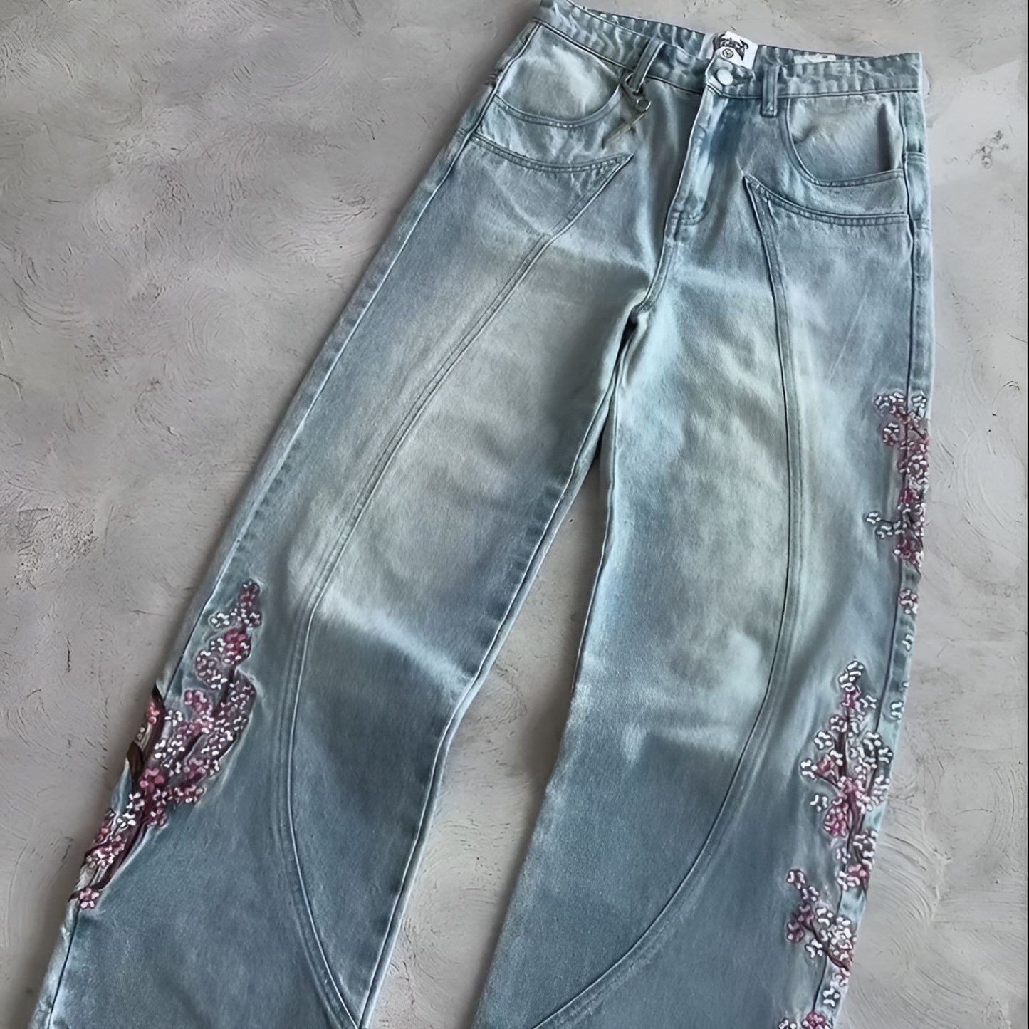 Samurai Sakura Embroidered Jeans