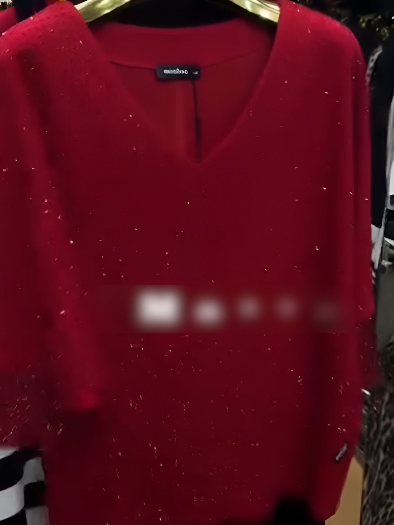 Red diamond-covered women's top