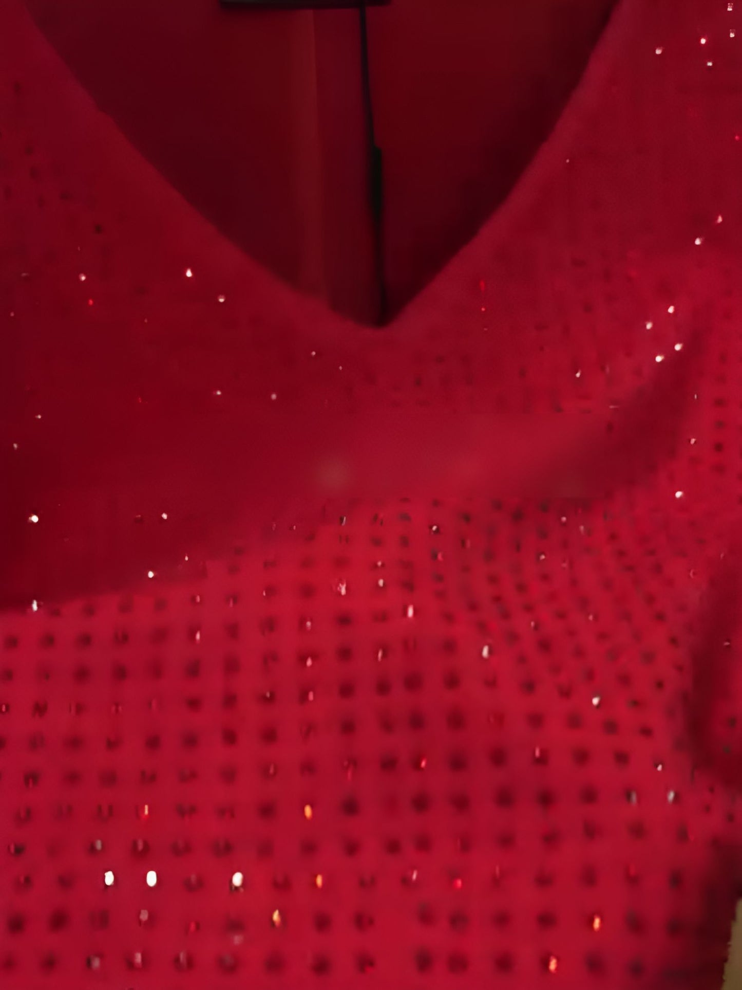 Red diamond-covered women's top