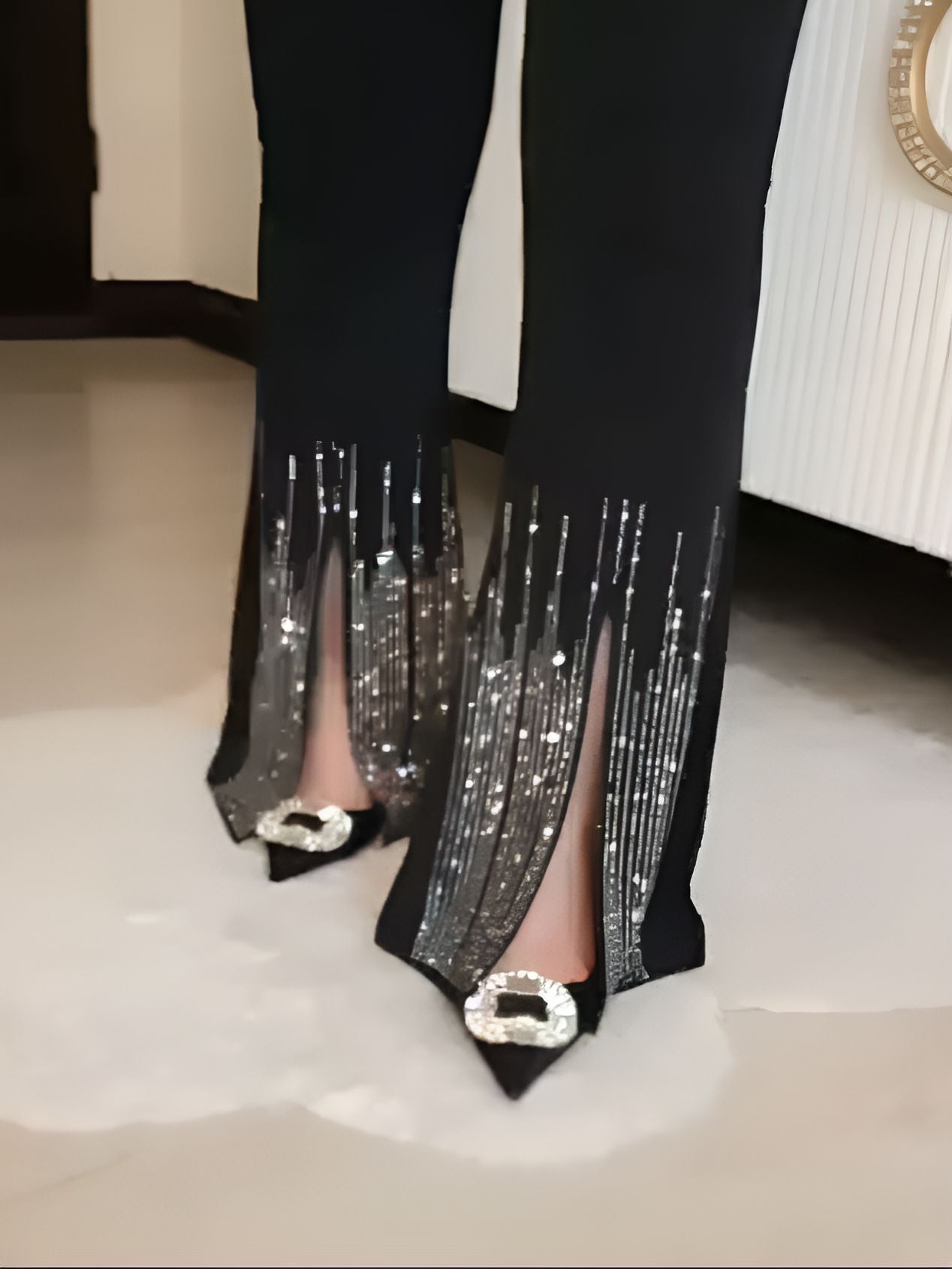 Smart vertical striped diamond pants
