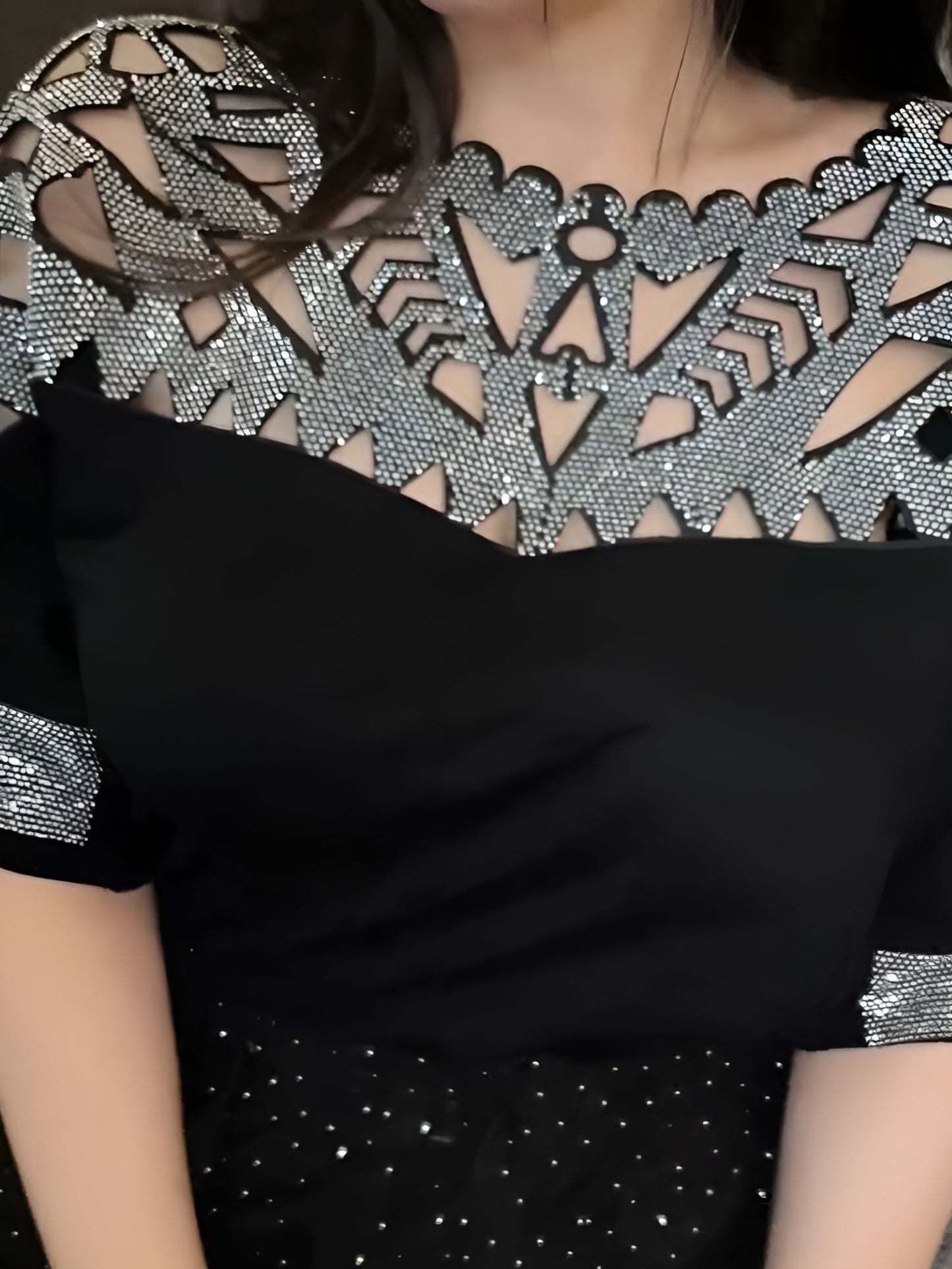 Diamond cutout design women's top