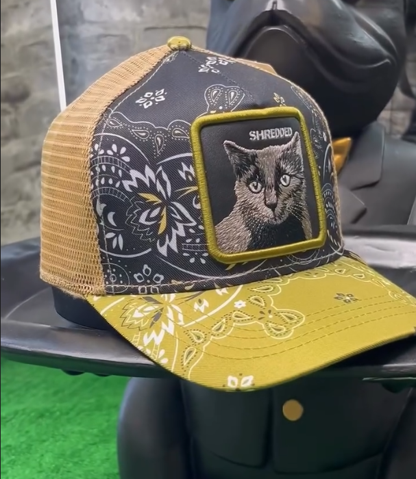 Sunscreen Mesh Pure Cotton Embroidered Cat Baseball Cap
