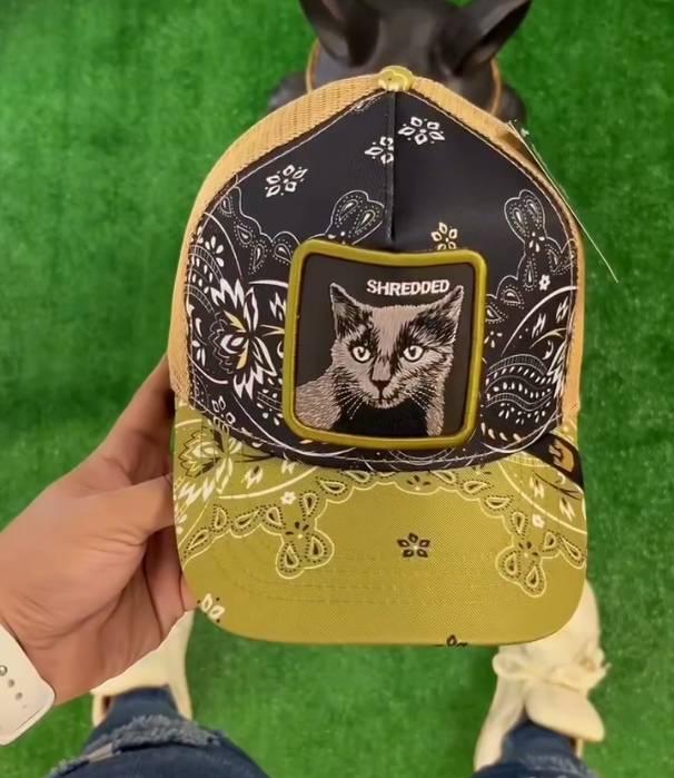 Sunscreen Mesh Pure Cotton Embroidered Cat Baseball Cap