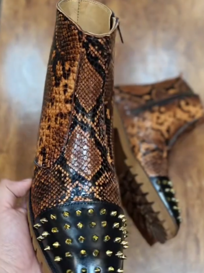 Leopard Stud Rock Boots