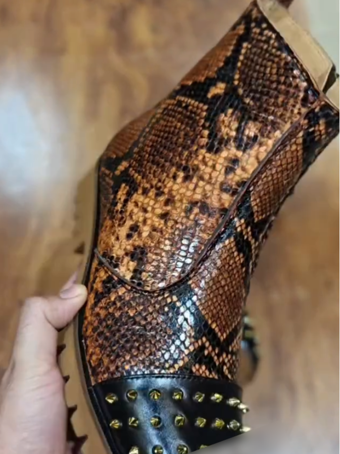 Leopard Stud Rock Boots