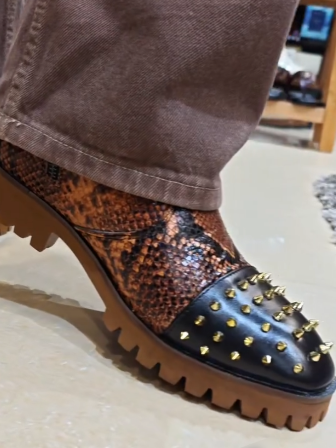 Leopard Stud Rock Boots