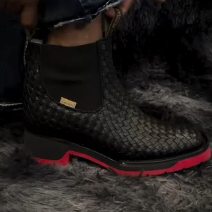 Woven Leather Ankle Boots