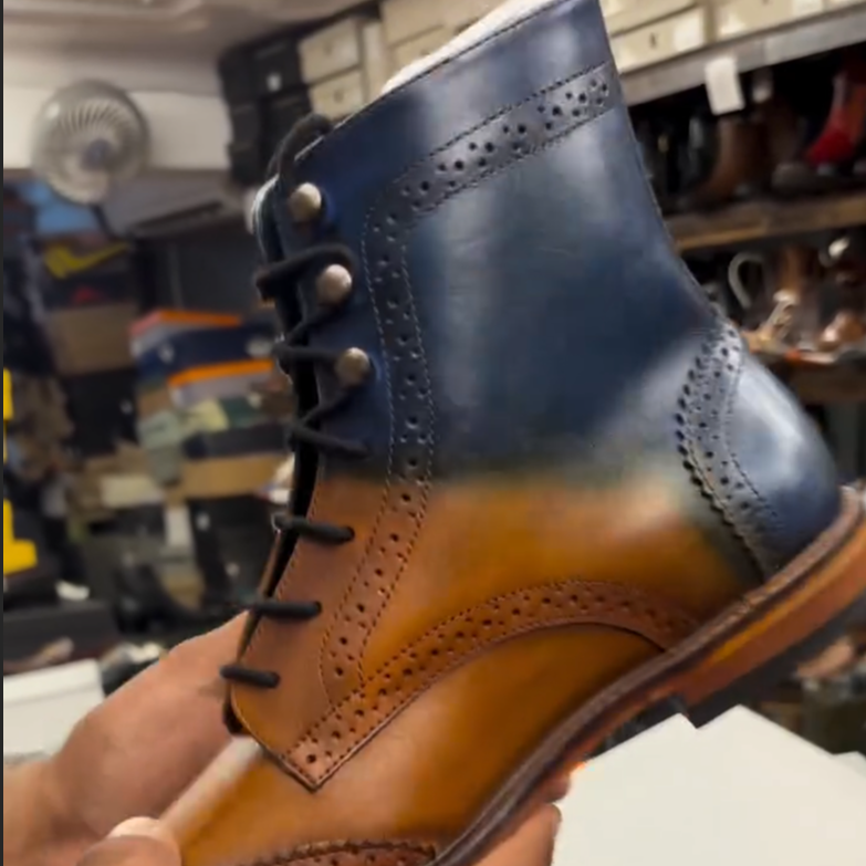 Blue-Brown Ankle Boots