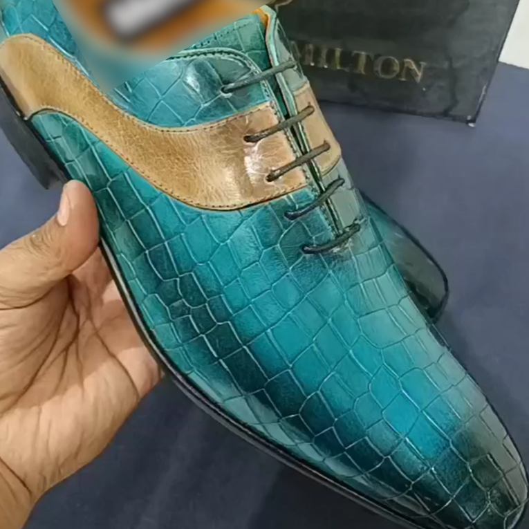 Cyan Leather Shoes