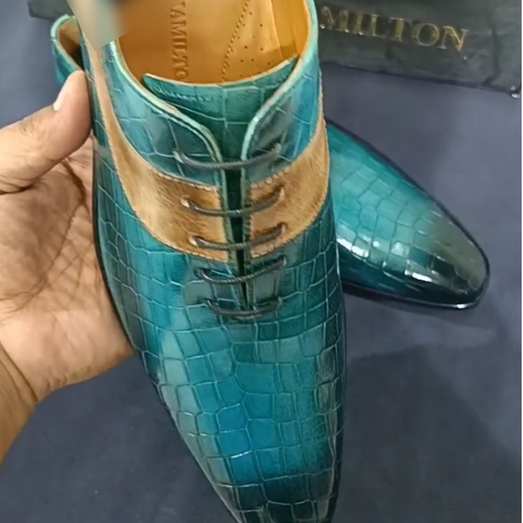 Cyan Leather Shoes