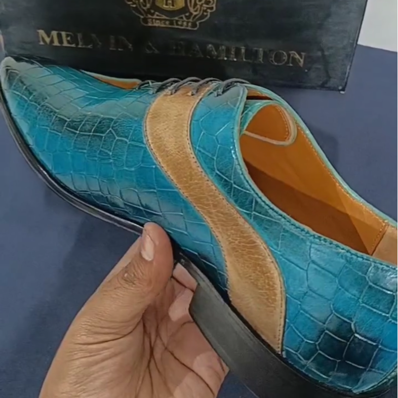 Cyan Leather Shoes