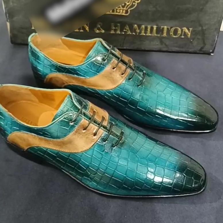 Cyan Leather Shoes