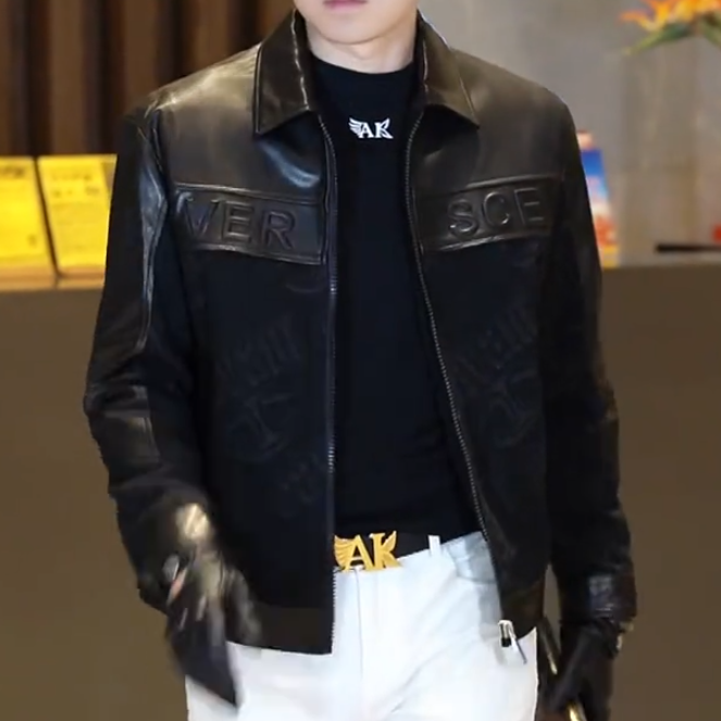 Cropped Shearling-Leather Jacket