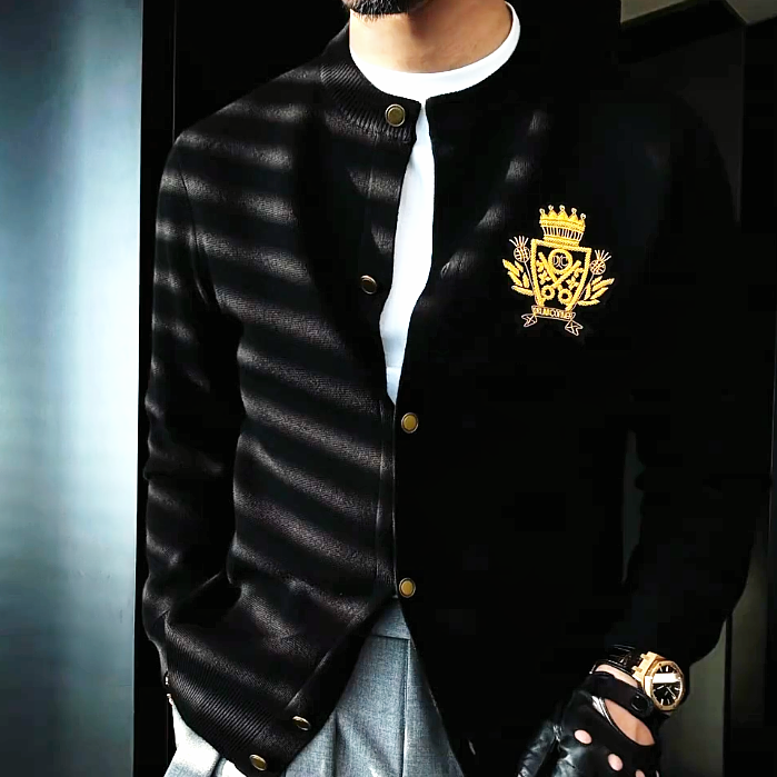Royal Embroidered Black Knit