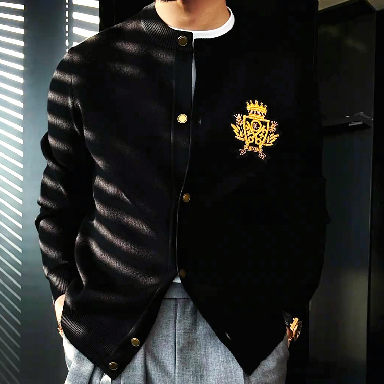 Royal Embroidered Black Knit