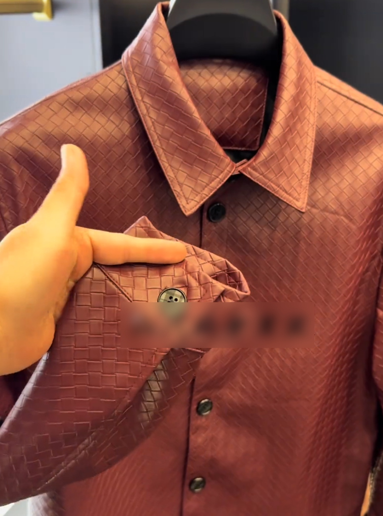 Red Woven Leather Shirt
