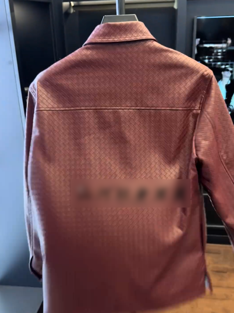 Red Woven Leather Shirt
