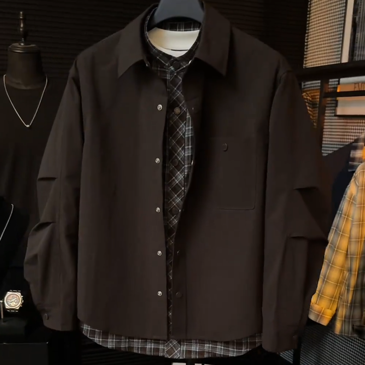 Fake Two-Piece Brown Jacket