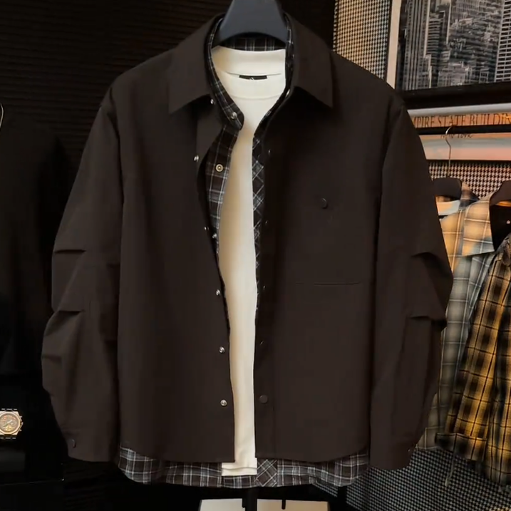 Fake Two-Piece Brown Jacket