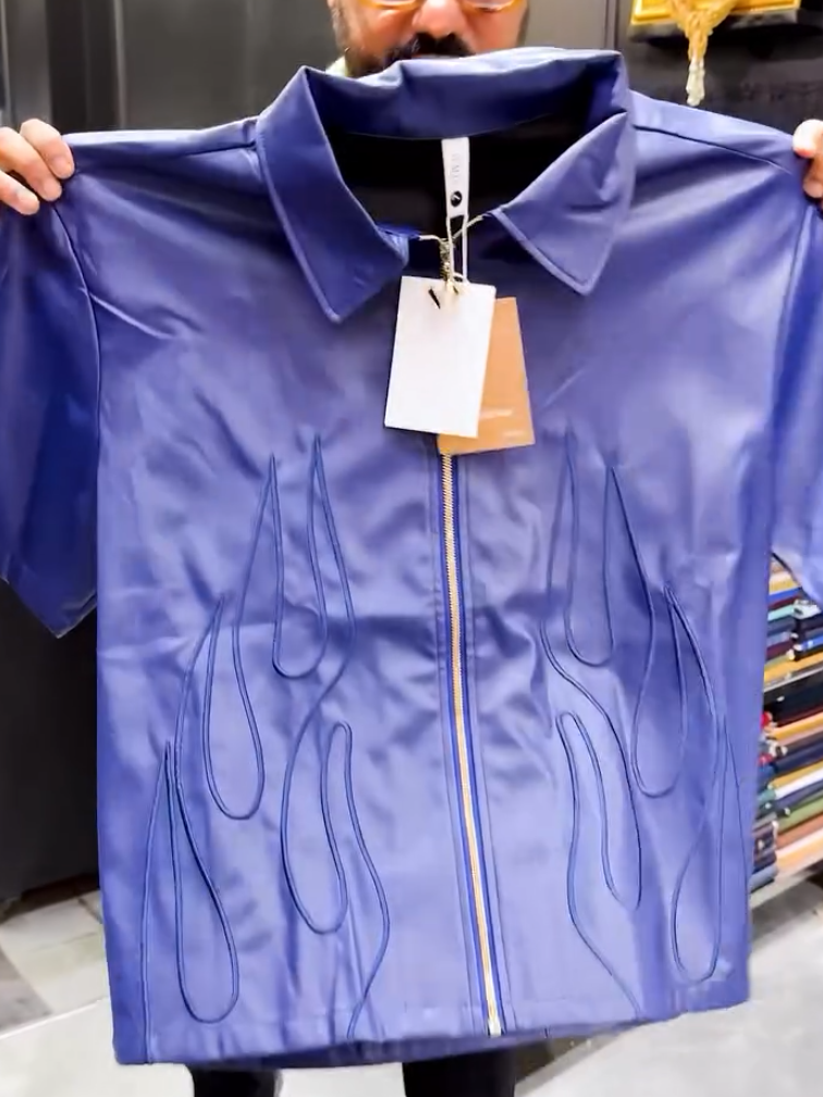 Short Sleeve Leather Shirt