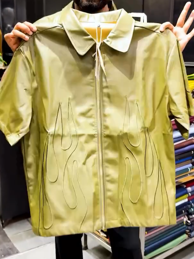 Short Sleeve Leather Shirt