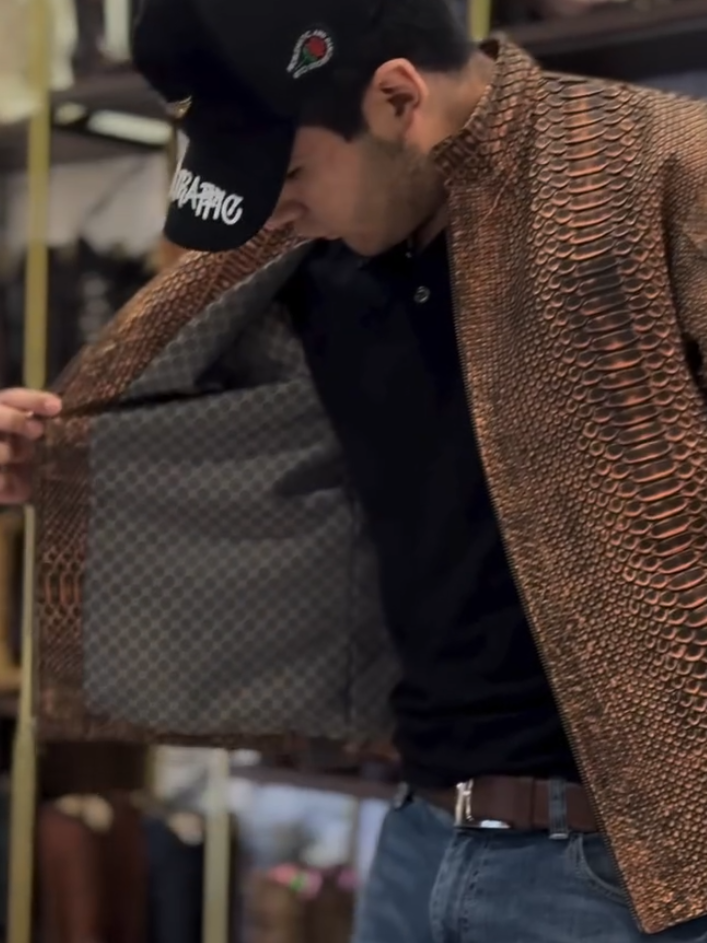 Snake Print Leather Jacket