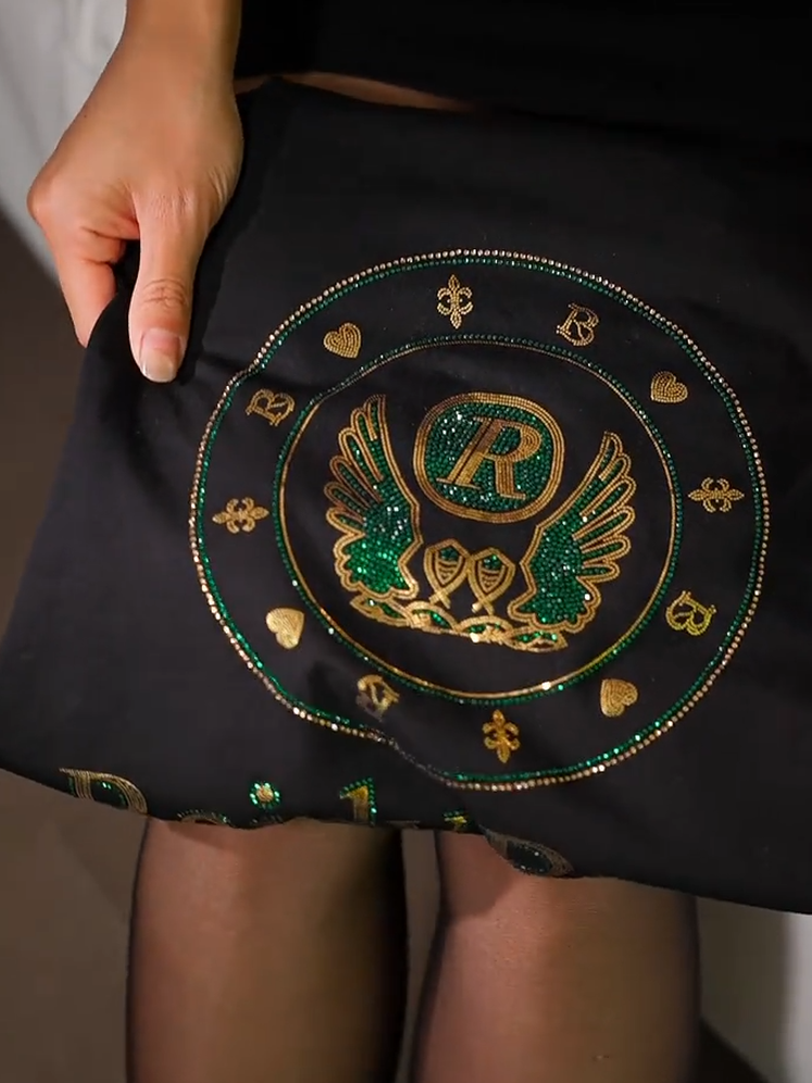 Gold-Green Sequin Black Tee
