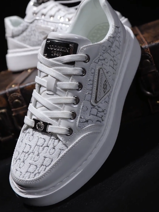 Premium Breathable White Leather Sneakers