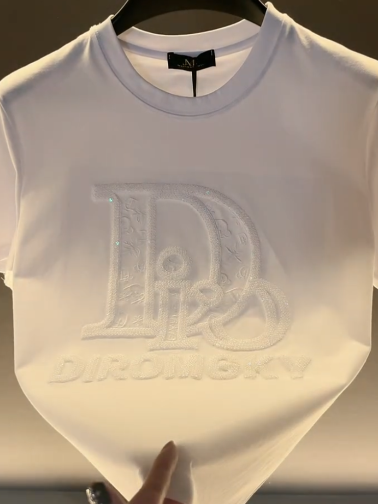 Hollow Letter Embroidery Tee