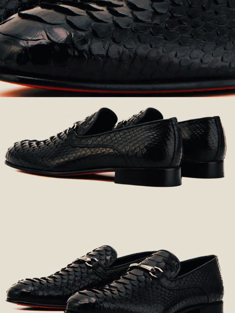 Snake Print Black Shoes