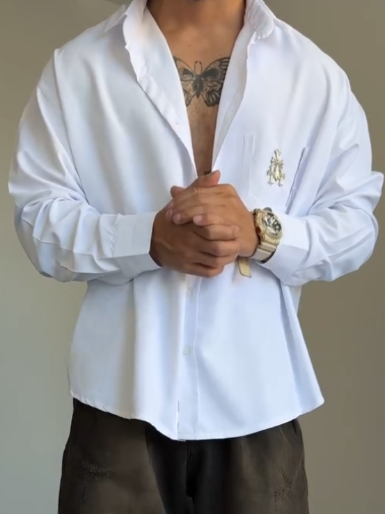 Metal Accent White Shirt