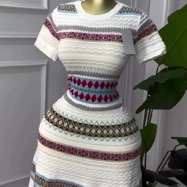 Knitted colorful fashionable dress