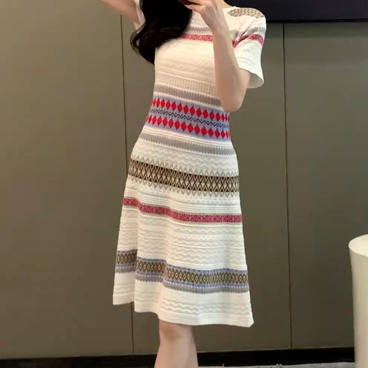 Knitted colorful fashionable dress