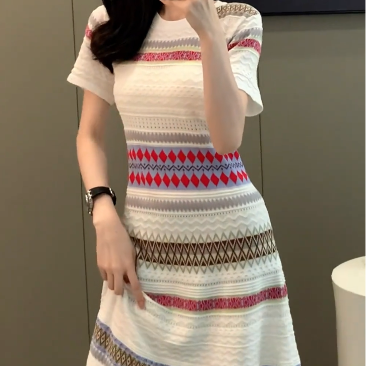 Knitted colorful fashionable dress