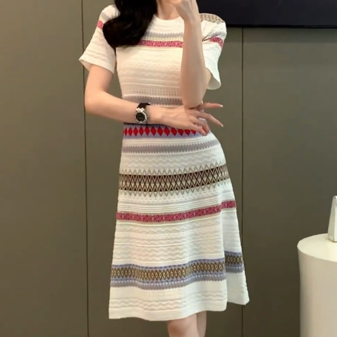 Knitted colorful fashionable dress