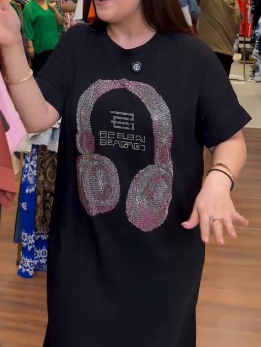 Headphones T-shirt dress