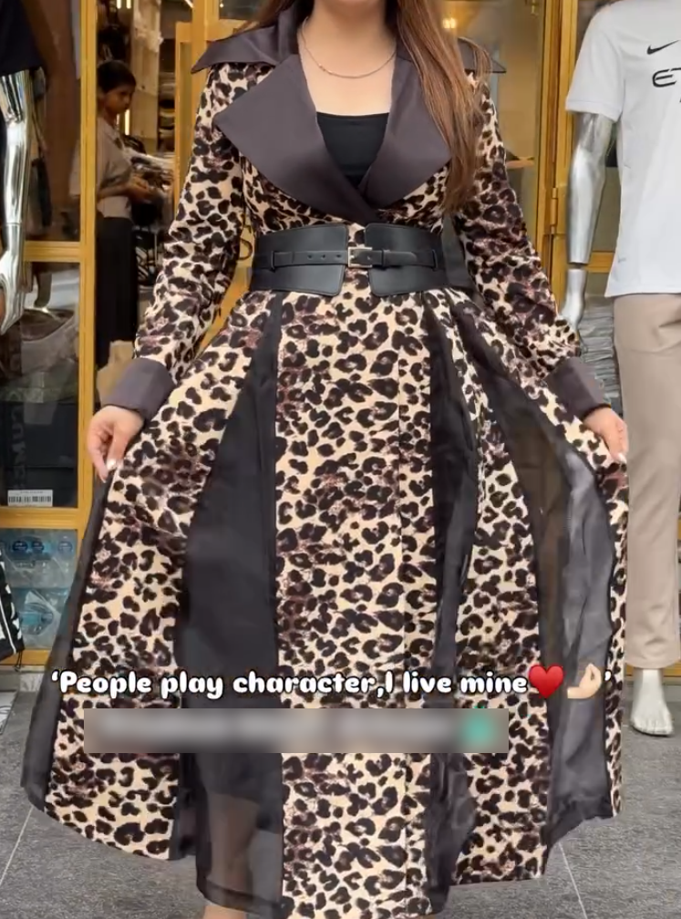 Leopard print trench coat skirt