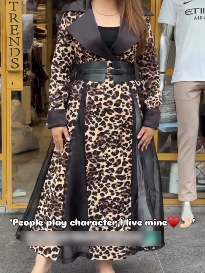 Leopard print trench coat skirt