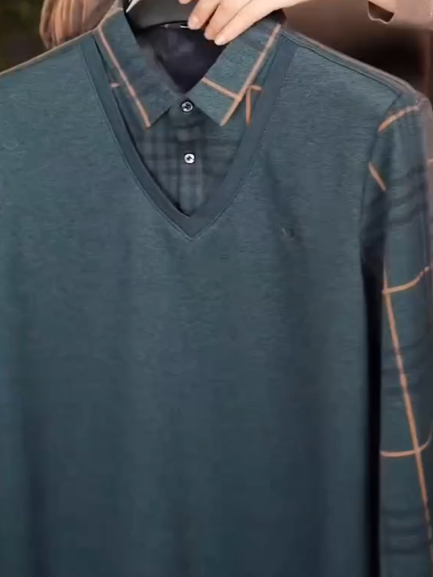Fake two-piece autumn men's clothing