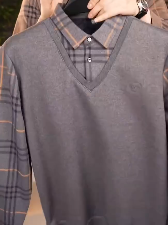 Fake two-piece autumn men's clothing