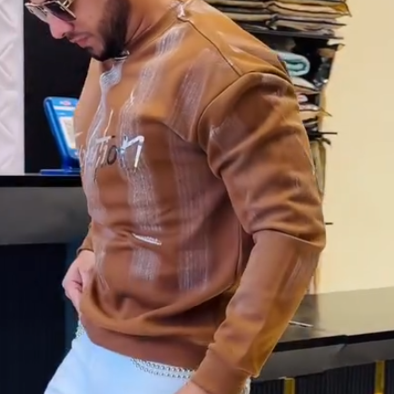 Brown Sequin Letter Hoodie