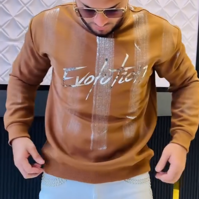 Brown Sequin Letter Hoodie
