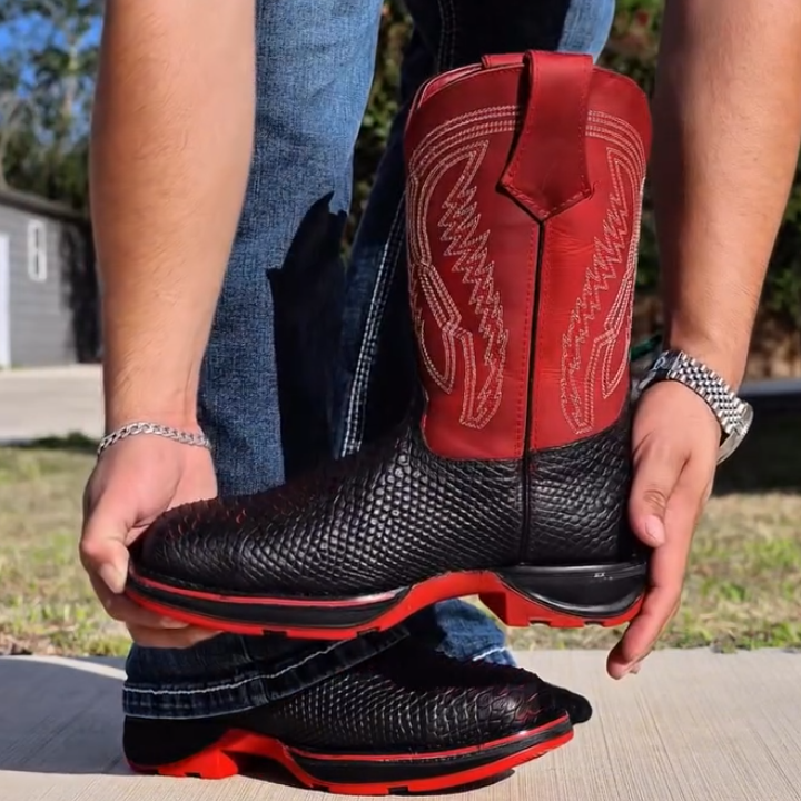 Flame Black and Red Boots