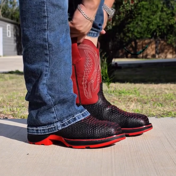 Flame Black and Red Boots