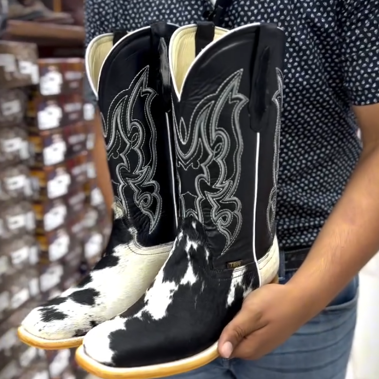 Large contrast color cow boots